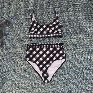 ASOS checkered high waisted bikini set